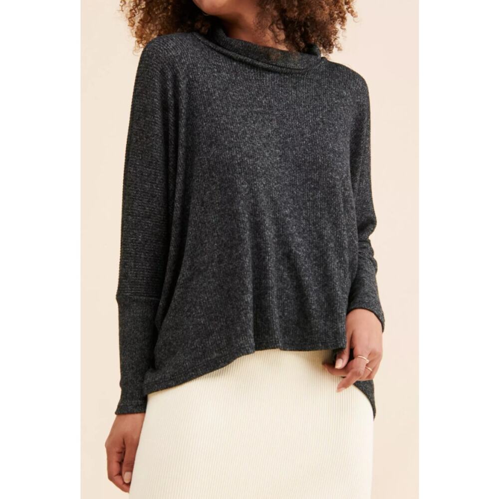 NWT Anthropologie Amadi Black Gray Cowl Neck Sweater Oversized Women's Medium